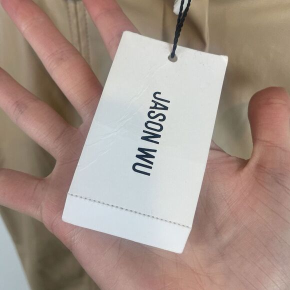 NWT Jason Wu Tan High Waisted Faux Leather Pants $168 WV4280-250-6PA Size S Flaw - Picture 6 of 11